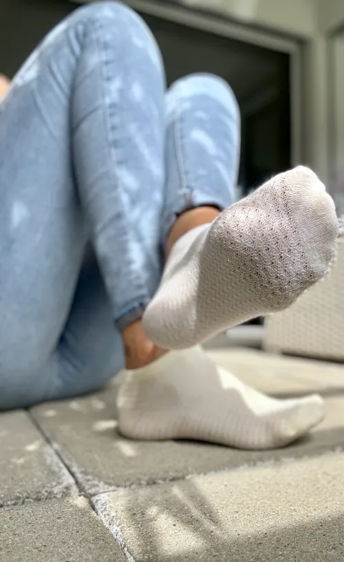 Thumbnail Cute and Playful: Julia James Flaunting See-Through Socks on the Balcony - OnlyFansChicks Special