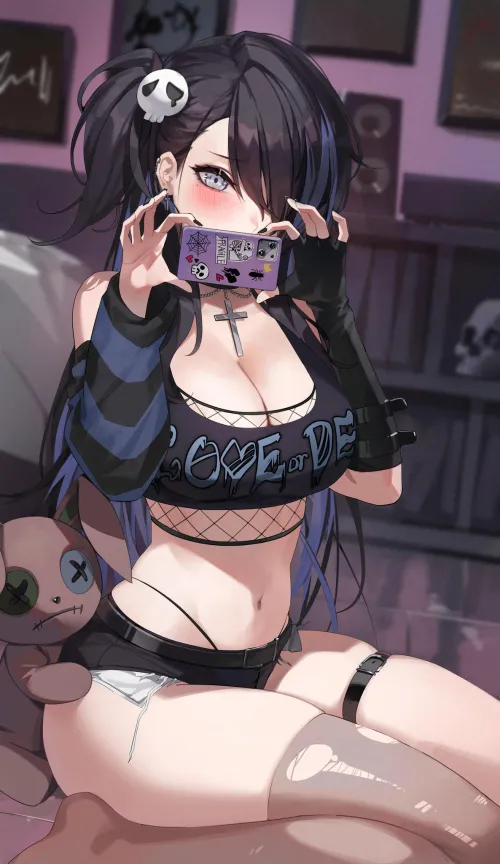 Thumbnail Goth Girl Capturing a Moment: A Sensual Photoshoot by marxsander2016 in the Ecchi Genre