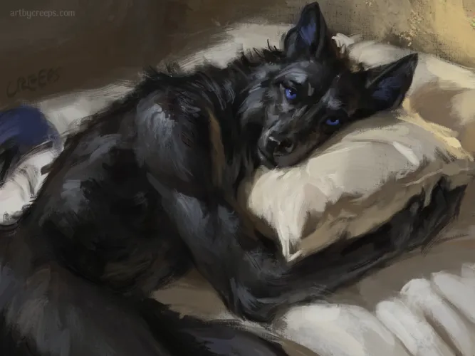 Thumbnail Stunning Waiting Wolf Commission by 0-disgustipated in the Furry Category