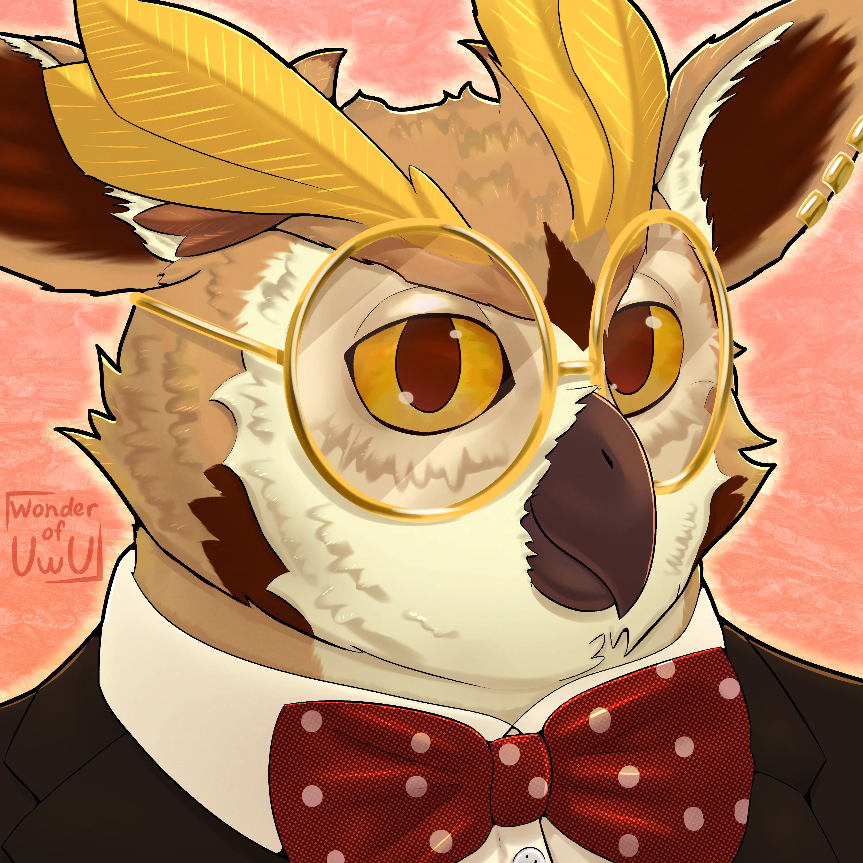 SharplyDressed Owl art by me WonderOfUwU by WonderOfUwU