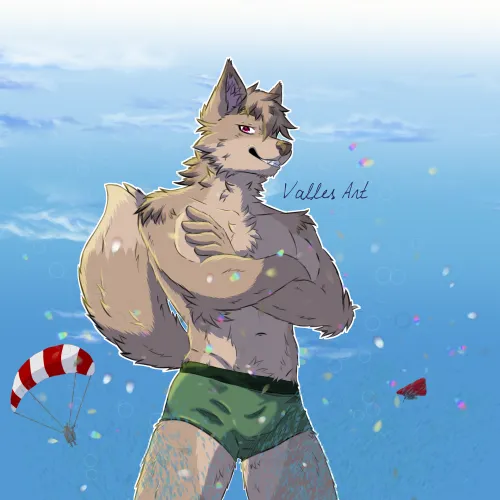 Thumbnail Blue Sky on the Beach Art by VallesGames: A Furry Delight