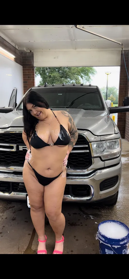 Thumbnail Washing your car with KittyKreami: A steamy car wash experience in the MyCleavage category