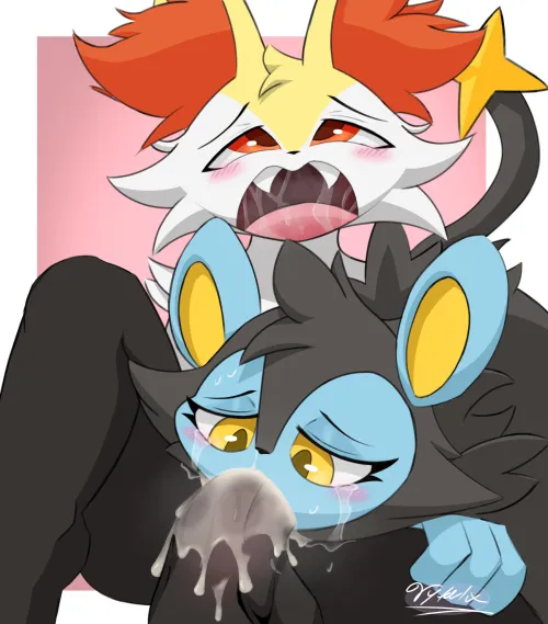 Thumbnail Luxio & Braixen Vytelux: An Intriguing Combination by Fuf__