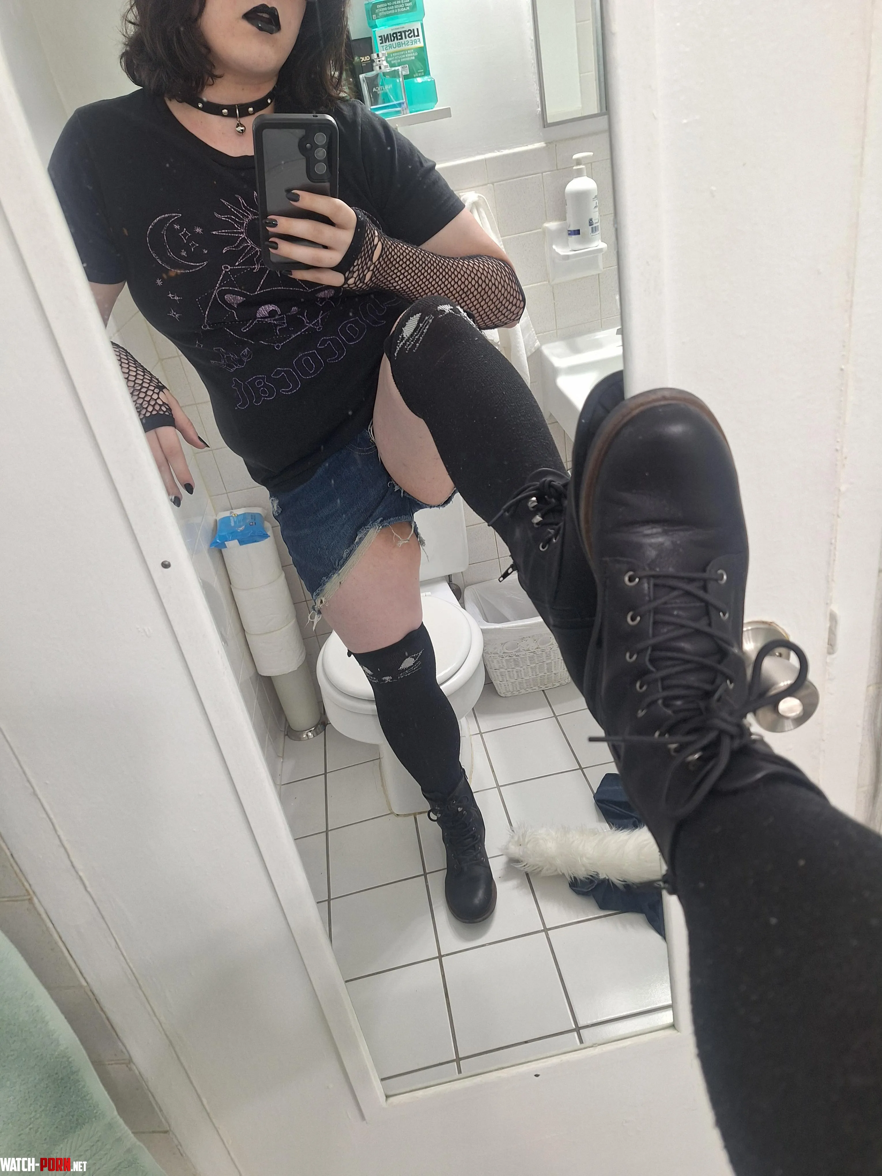 Black claws boots and lipstick make me a very happy femboy by Strange_Importance46