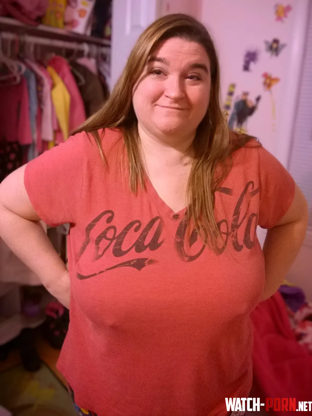 Have a Coke and a smile my wife braless in one of her fav shirts  by SteelTorch