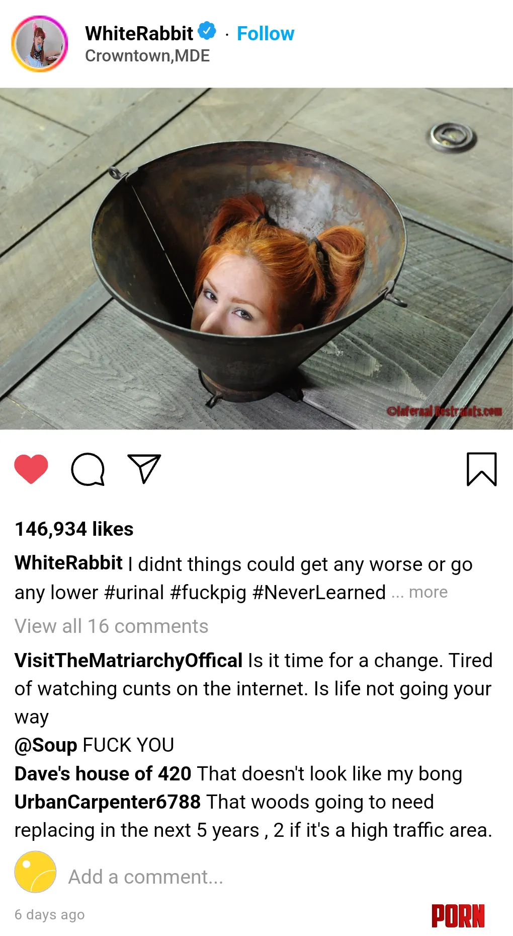 Cuntstagram is everyones aim so bad that the cone needs to be this big by UnsualAlice