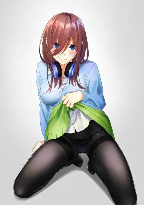 Thumbnail Csxc's Art: Miku Lifting Her Skirt in Quintessential Quintuplets | pantsu