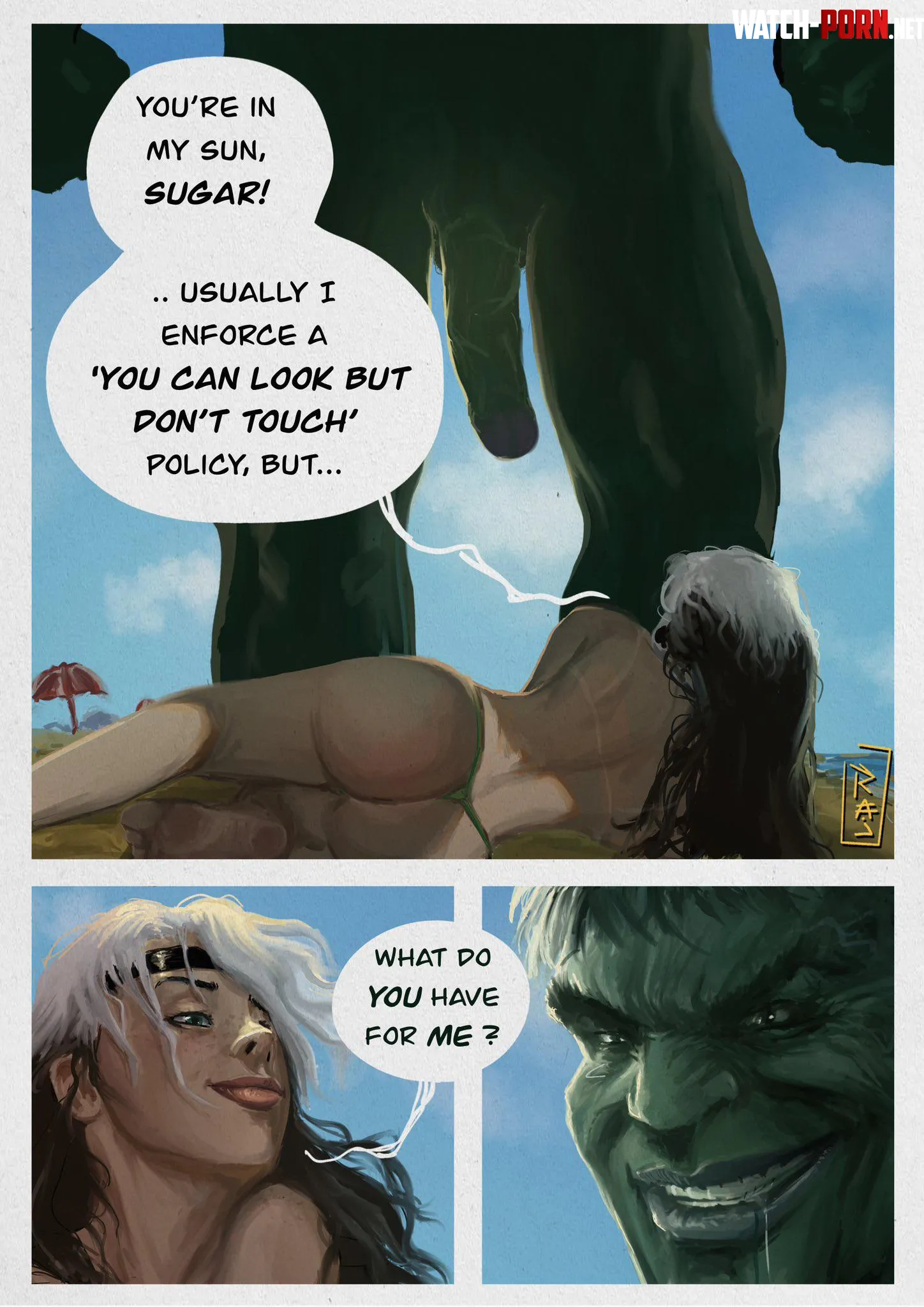 Rogue and Hulk theraj Marvel by OkRadish116