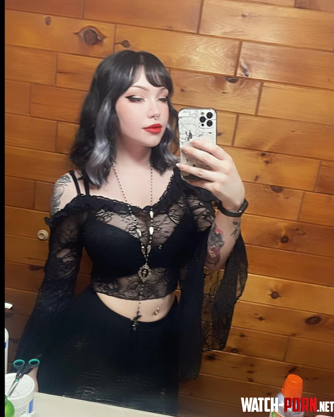 My lacey crop top that I wore to a party  by nivnixxi