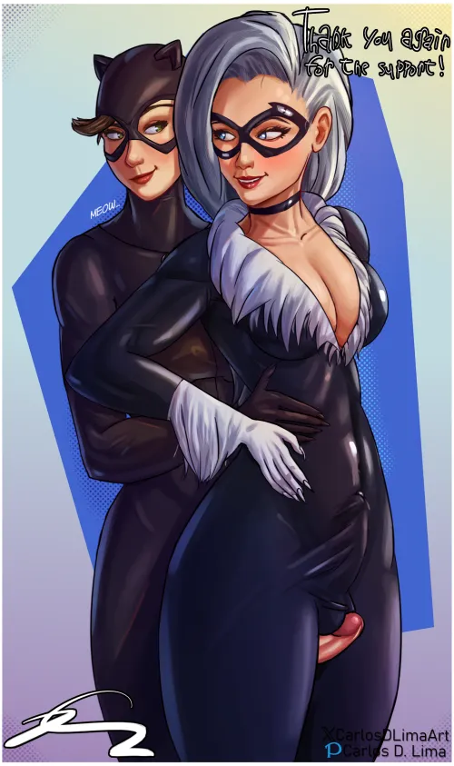 Thumbnail Black Cat and Cat Woman by CarlosDLima | Futanari Category