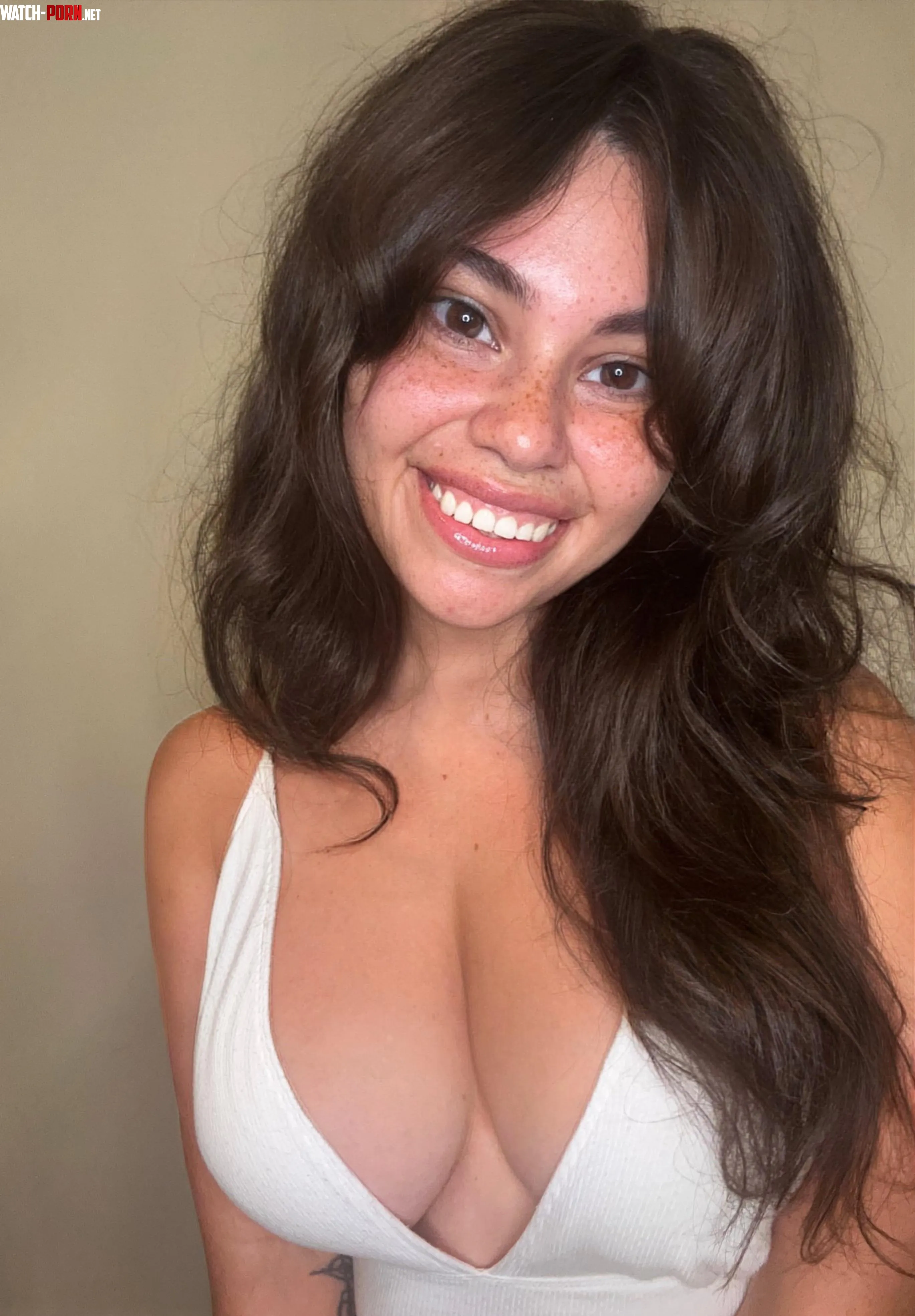 Just a braless brunette with freckles  by mollyzedolly