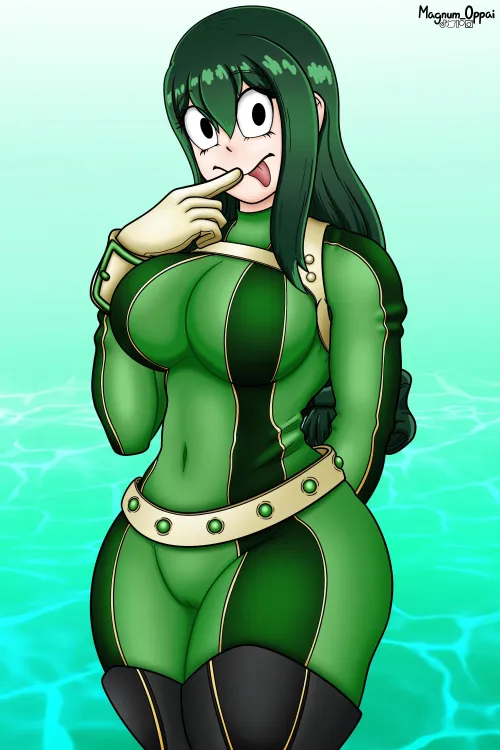 Thumbnail Tsuyu Asui posing art by Magnum_Oppaii in BokuNoEroAcademia