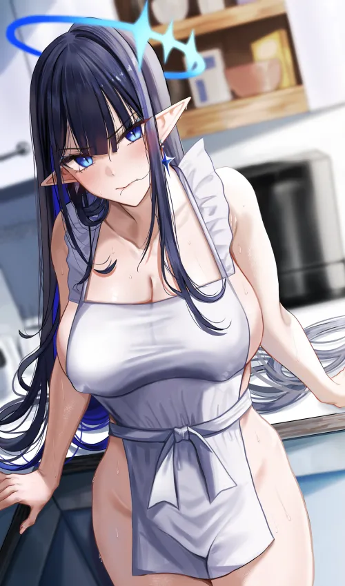 Thumbnail Experience Elegantloveglimmer's 'Rin Gripping in Naked Apron' Art - Sukebei Delight