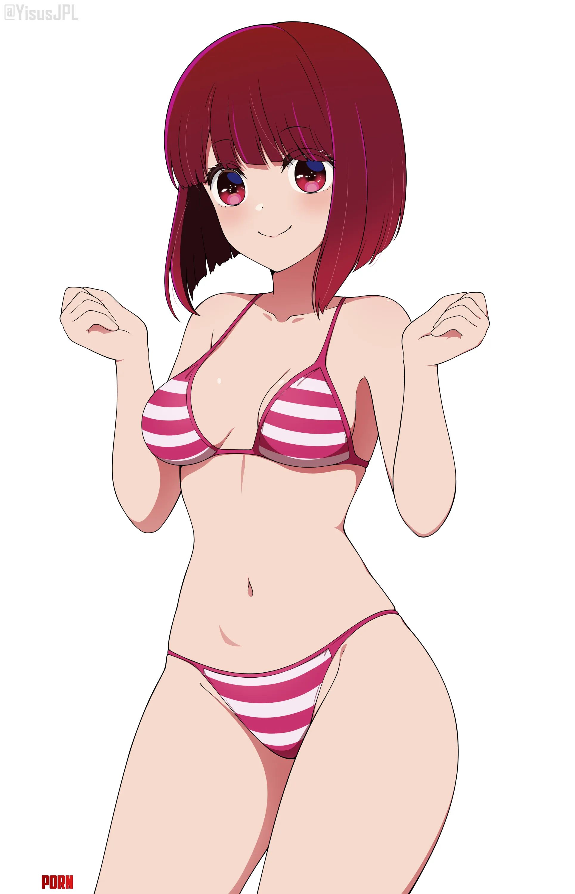 Arima Kana Wearing Her Striped Bikini Oshi No Ko by Csxc