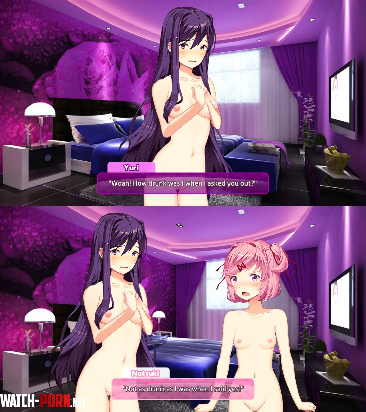 Hungover and naked Yuri and Natsuki wake up after a night of accidental fun together by BadFutureSurvivor