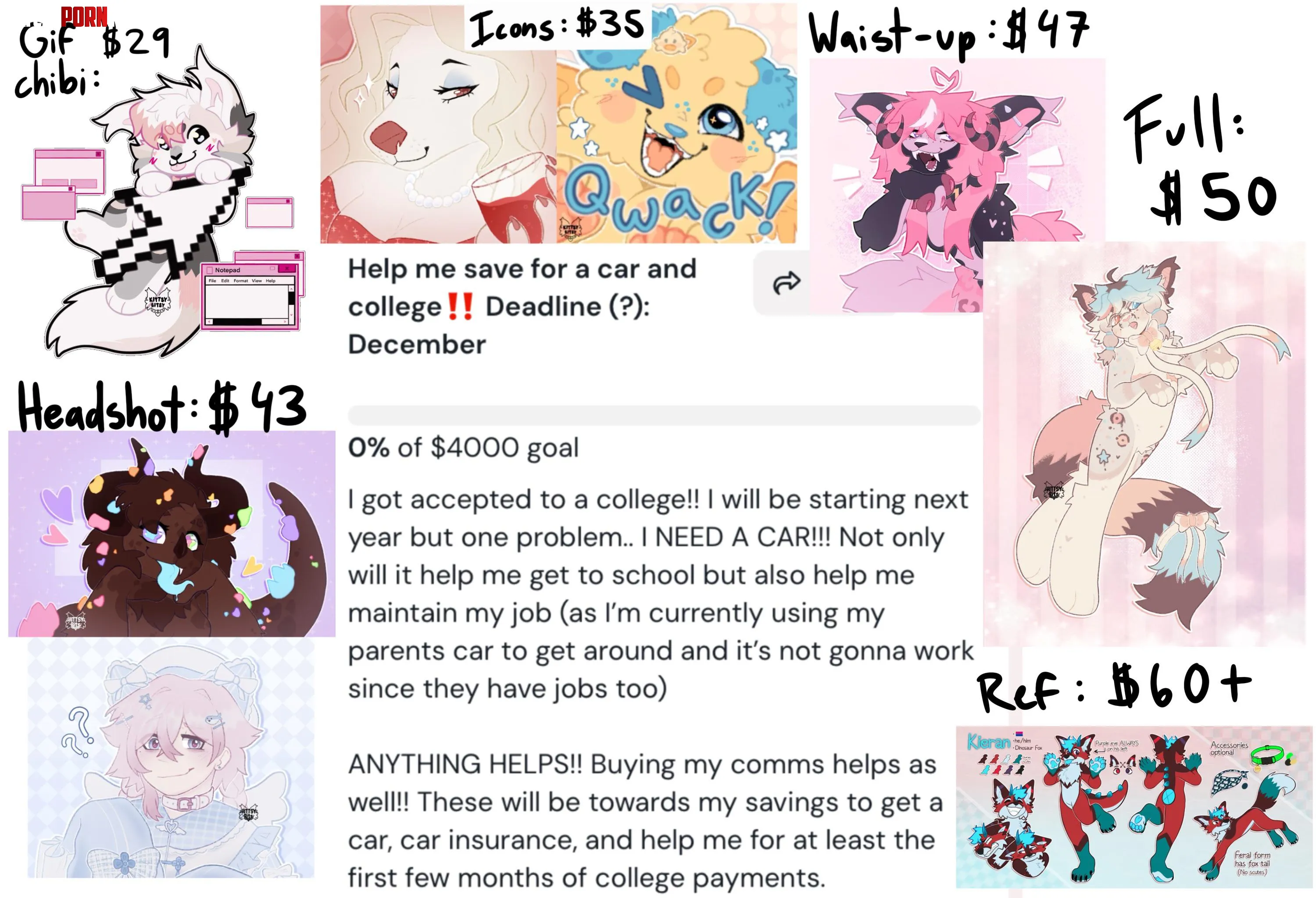 I got accepted to college BUT I NEED HELP So comms are openLink to comm examples and goal in desc  by Kittsybits