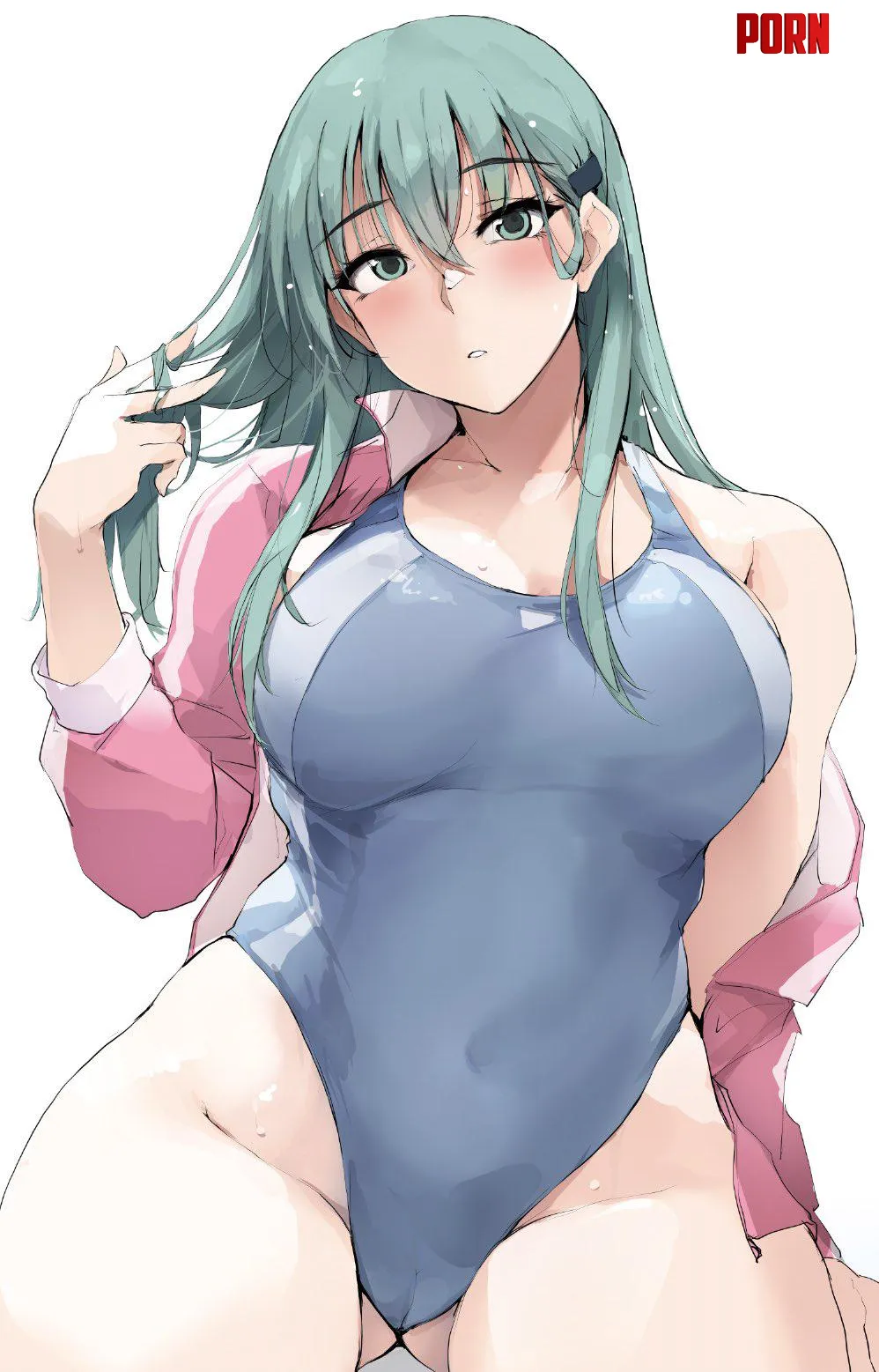 Competition Swimsuit Suzuya zekkyon KanColle by llamanatee