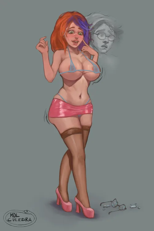 Thumbnail Madre_de_la_Culebra's OC Bimbo TF Pinup | Gender Transformation