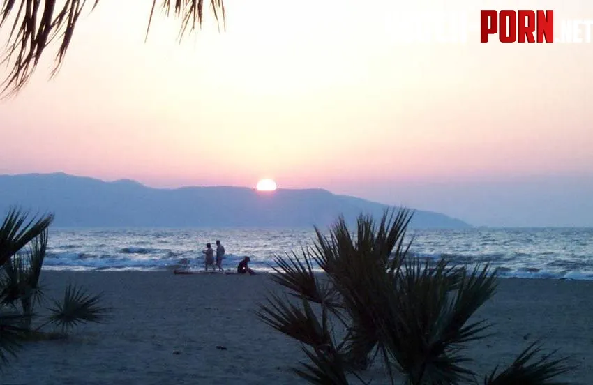 Palm trees and a beautiful sunset on the beach in Turkey by Tangcityshop