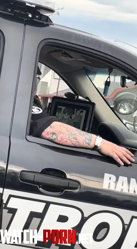 LF Mono Source ran trol patrol front range patrol arm tattoo car cop irlreal life police officer reading doujin reading manga video by HentaiSource_Archive