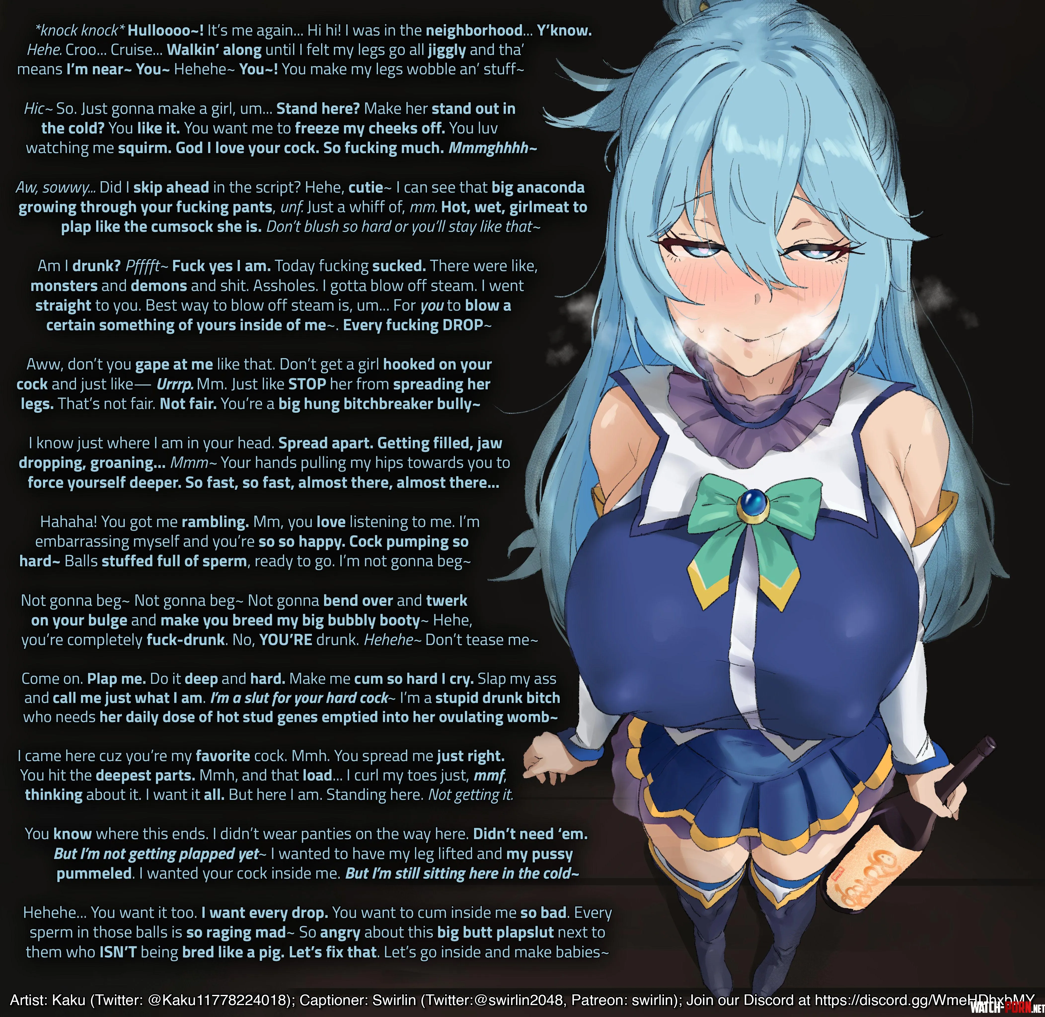 Aquas Drunk and Cruising for Cock Hetero Male POV Konosuba Drunk Teasing Impregnation Request by swirlin2048