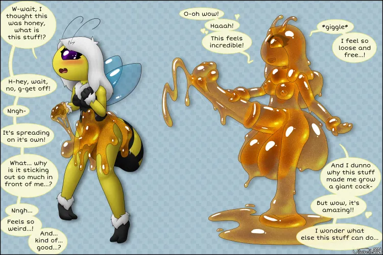 Thumbnail Visorelle's Transformative Tale: Living Honey F Bee Anthro and Slime Girl