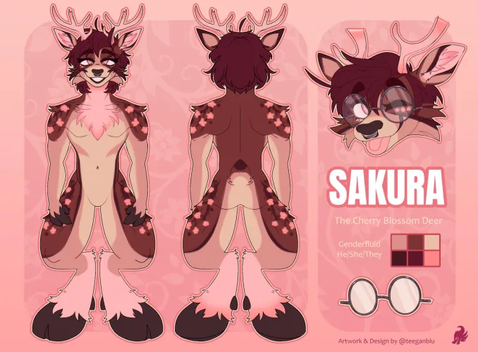 Thumbnail Teeganblu's Cherry Blossom Deer Reference Sheet Revealed | Furry