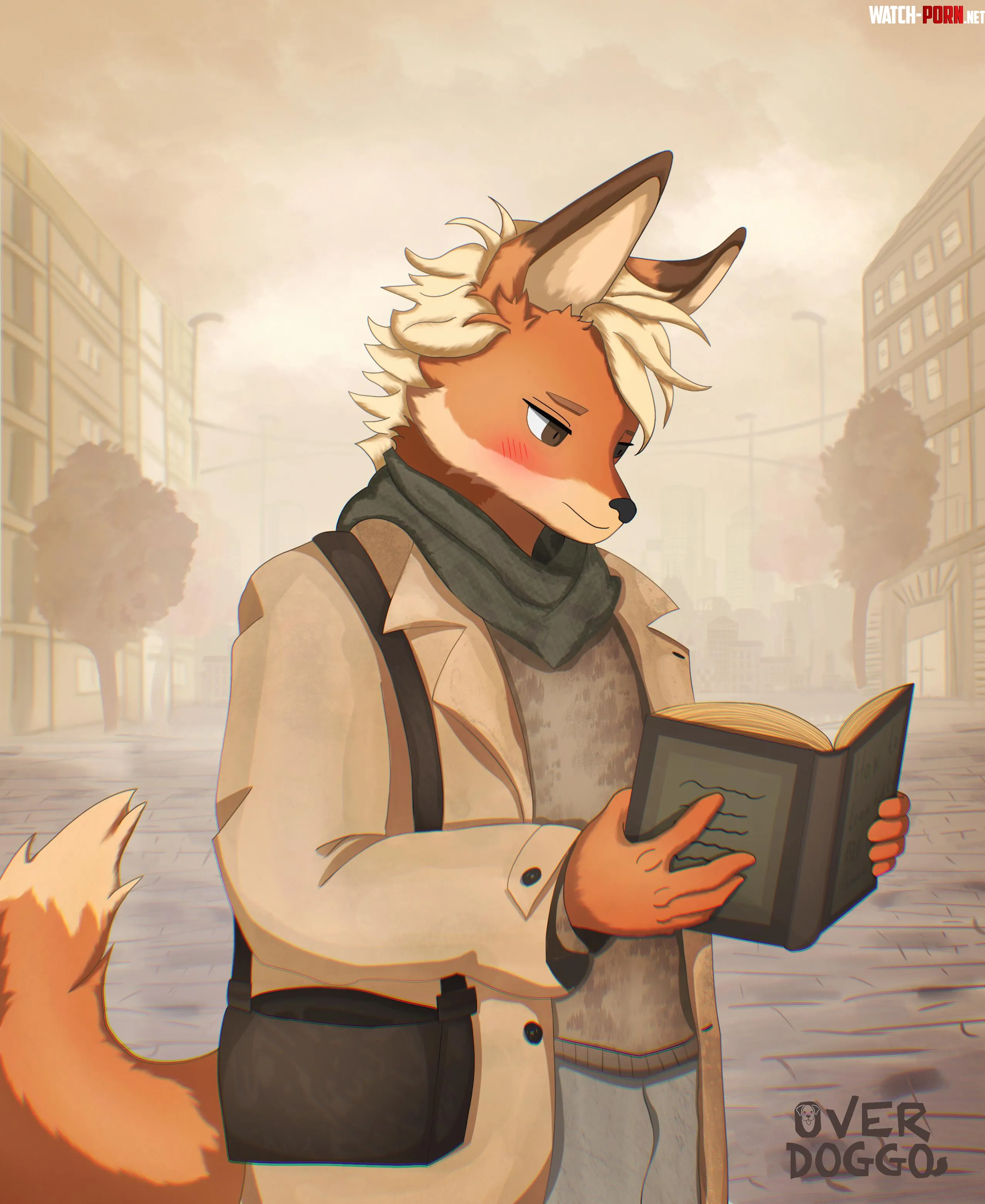 Jamey the Autumn Fox by Overdoggo What is he reading and why did he start blushing when he saw you looking at him  by over_doggo