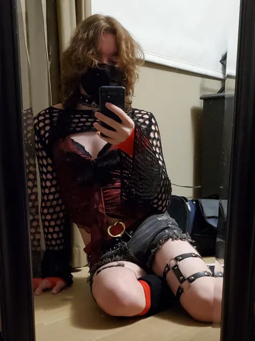 Thumbnail Red & Black Gothic Scene Fit: a_friend_i_hope's Cute Encounter - Femboy Vibes