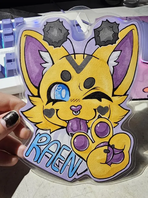 Thumbnail Raenbowcat's Badge OC: Colorful Furry Creation by raenbow-cat