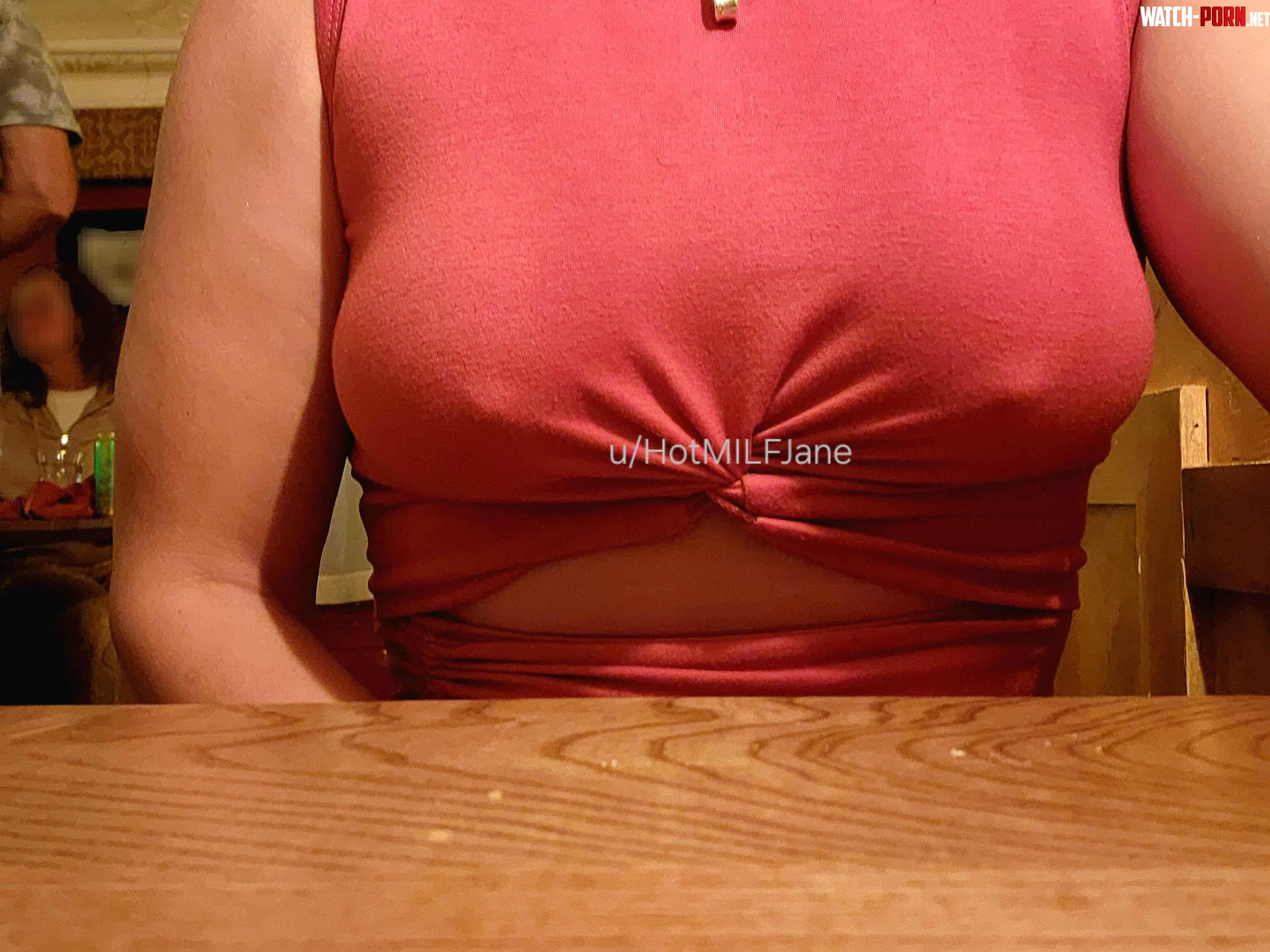 Another braless dinner night Think my hard nips caught the waitress by surprise by HotMILFJane