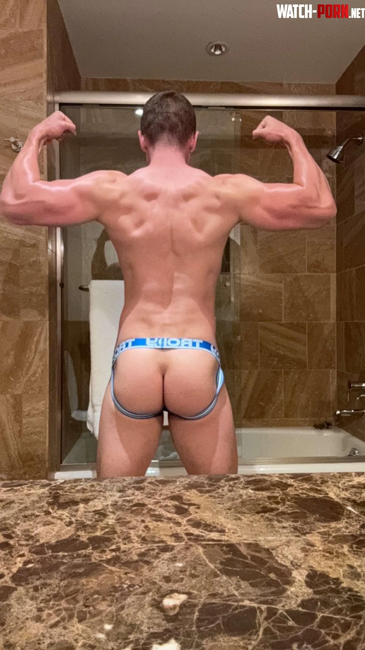 Friday flex in my new jockstrap by Fishoutawater_