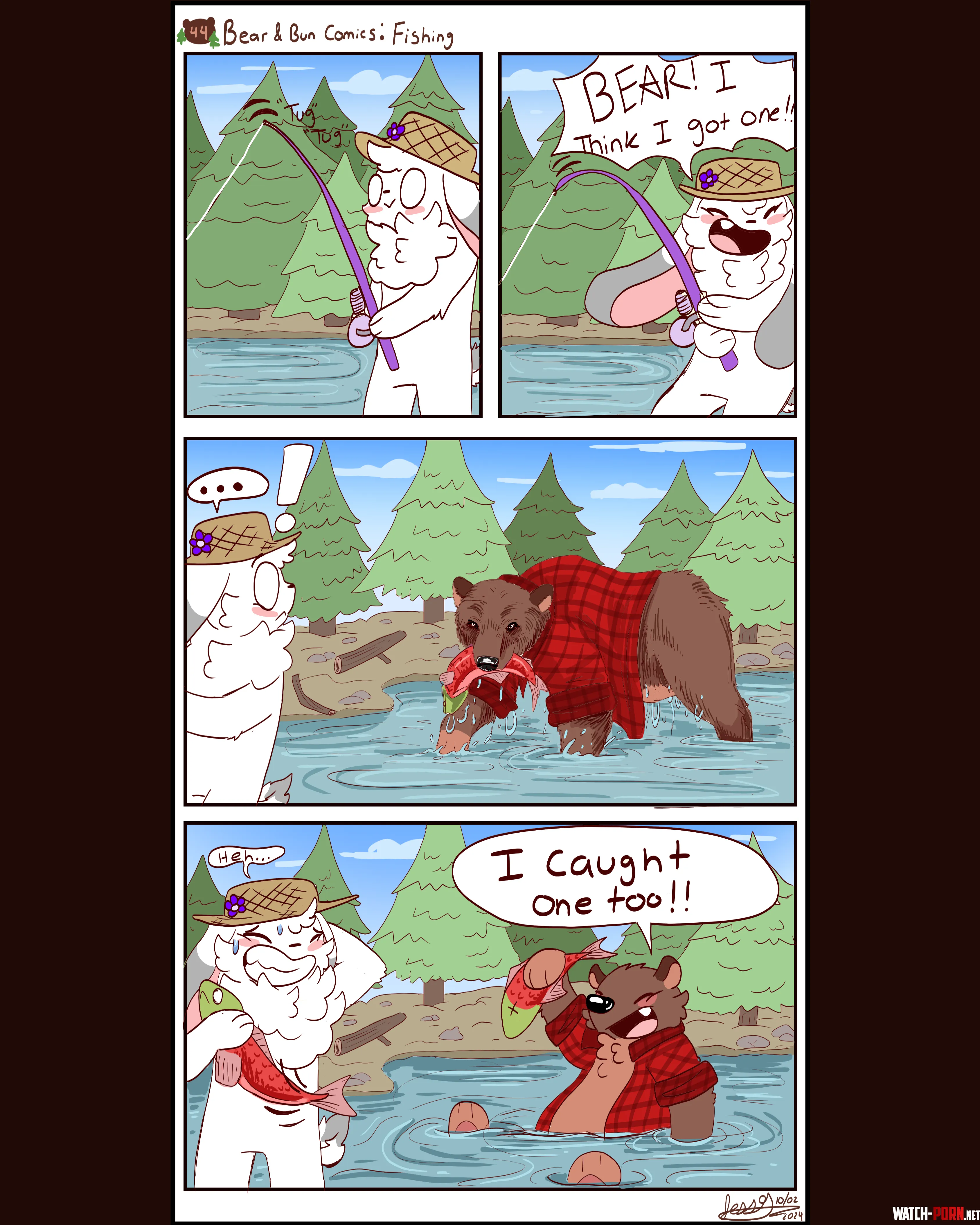 OCBear amp Bun Comics Fishing by JessTheChips