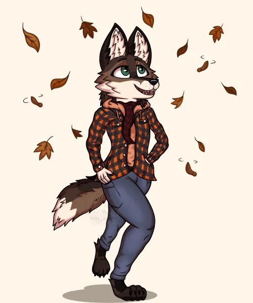 Thumbnail Enjoy the Beauty of Autumn Leaves by wildwolfworks | Furry Art