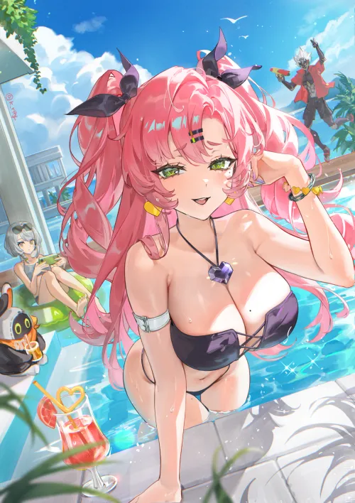 Thumbnail Nicole and Friends' Pool Day in Swimsuit Hentai Scene