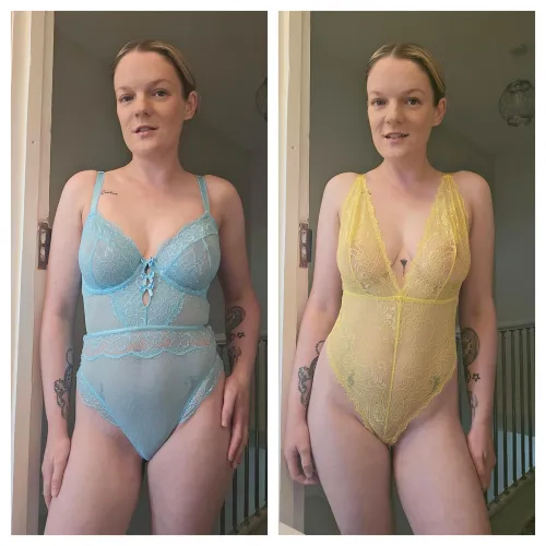 Thumbnail Striking Bodysuits: Blue vs. Yellow Options by irishlaura