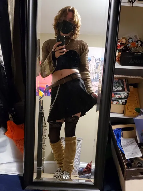 Thumbnail Stylish Adventures: Black and Brown Fit Delights of a Femboy