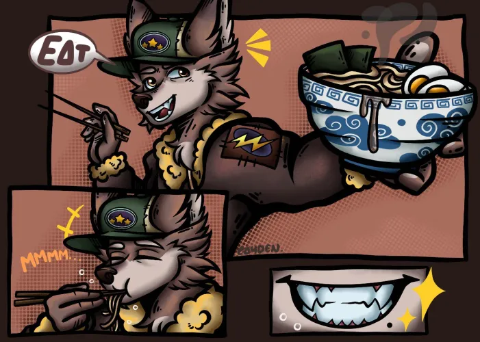 Thumbnail Ramen Time Furry Art by caiden_art