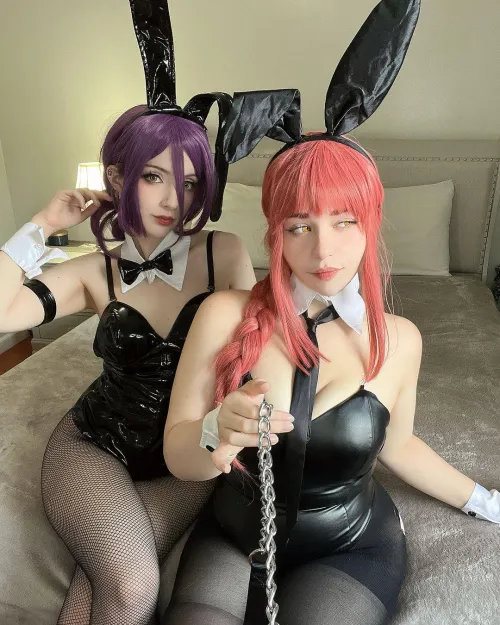 Thumbnail Bunny Reze and Makima Cosplay Duo: Fun and Playful | not_sugashi