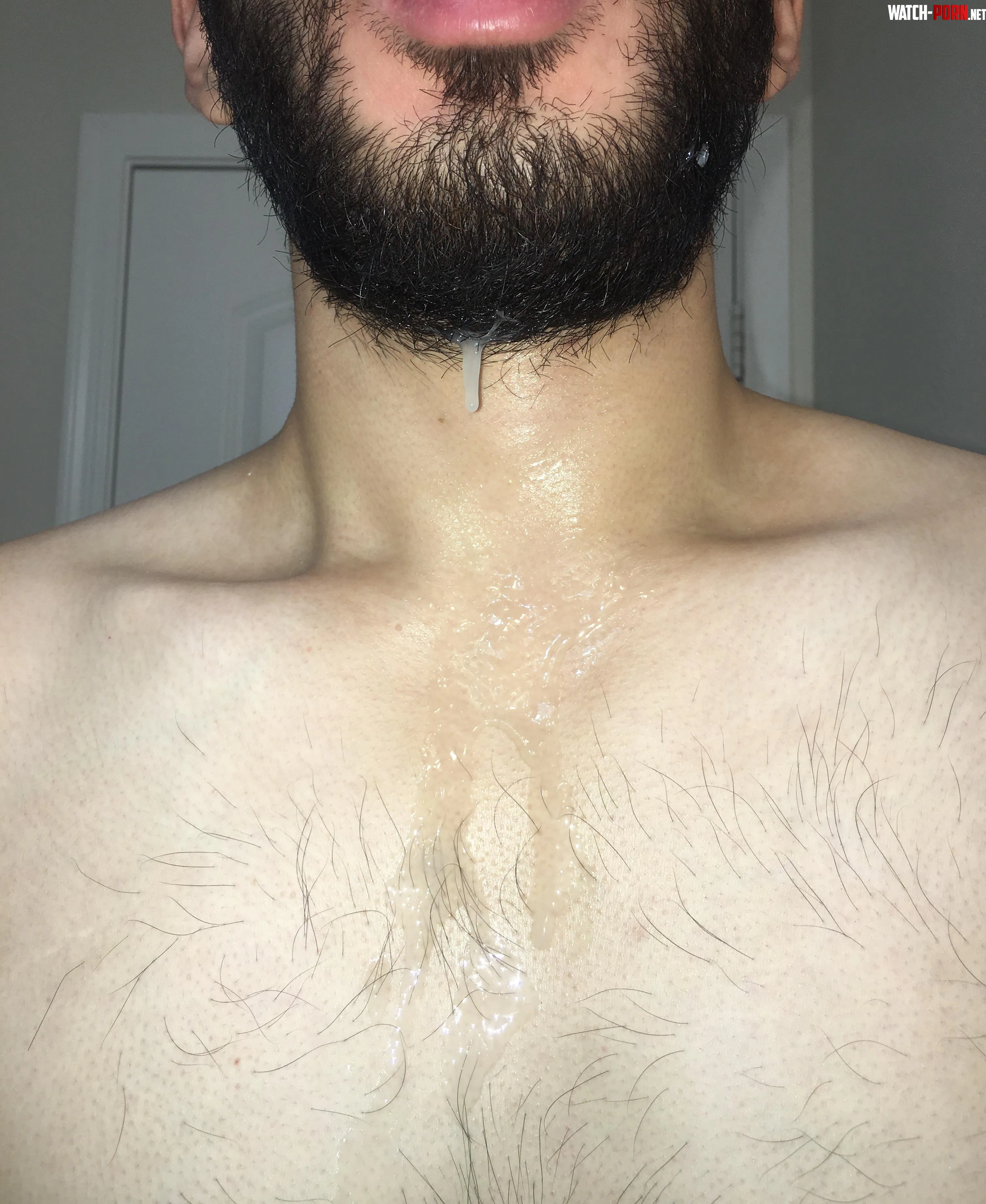 Massive cumshot on my beard neck and chest   by marckny