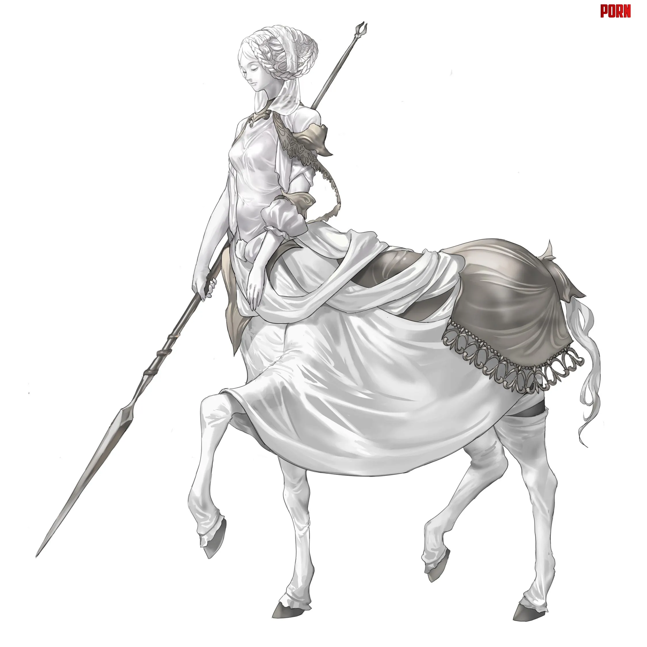 white centaur knight original by Zewen_Senpai