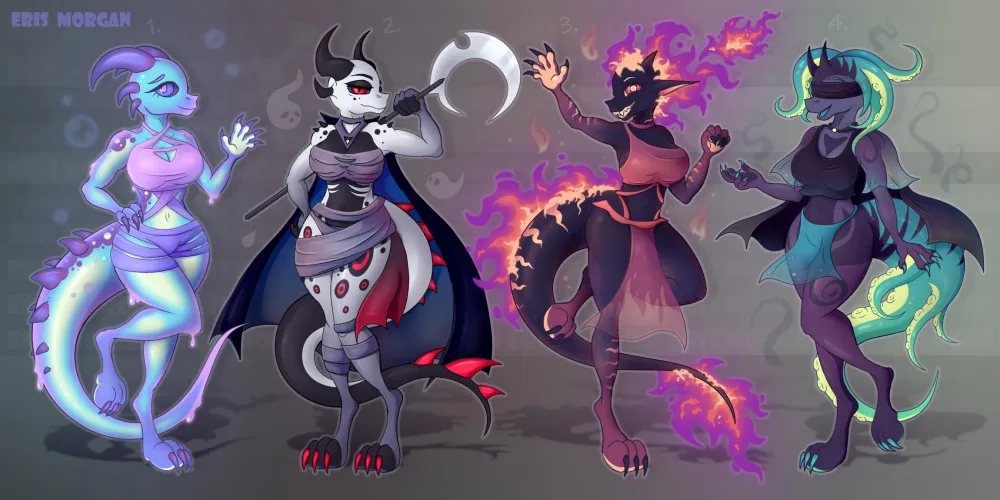 Thumbnail Halloween Kobold Adopt Batch: Furry Art Magic by Eris_Morgan