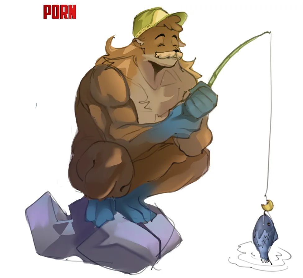 he loves fishing art by me by Axuriuink