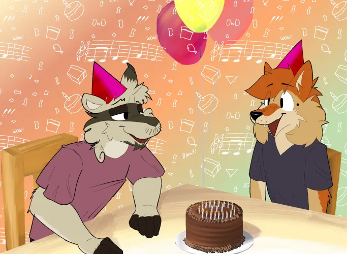 Thumbnail Birthday Card - Furry Celebrations in Art by DiskaCoyote