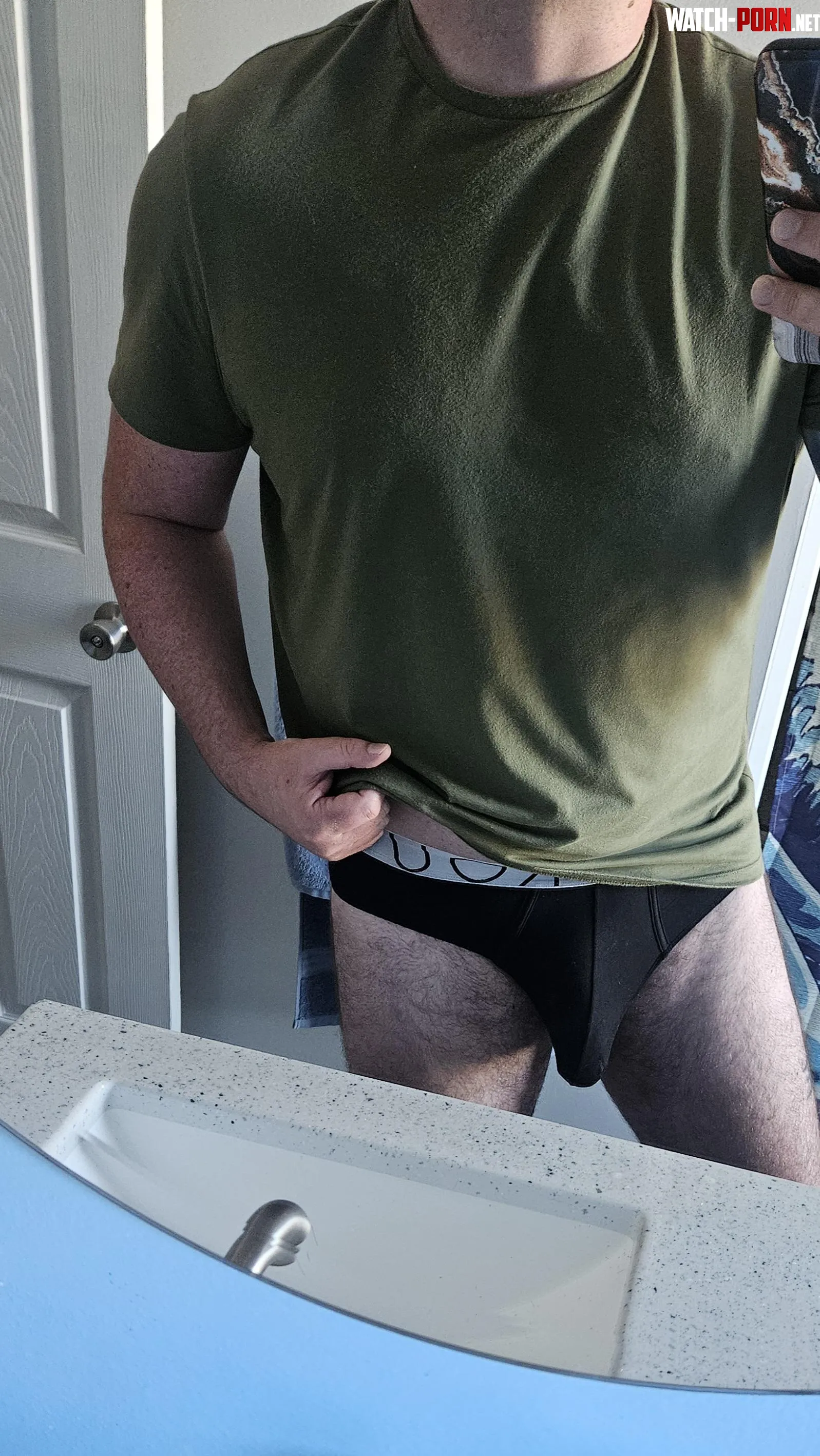 Bulging hard in my black briefs today  by Natural_Top4288