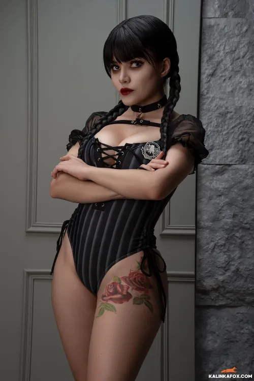 Thumbnail Sultry Cosplay: Wednesday Addams by KalinkaFox by kalinkafox | CosplayLewd