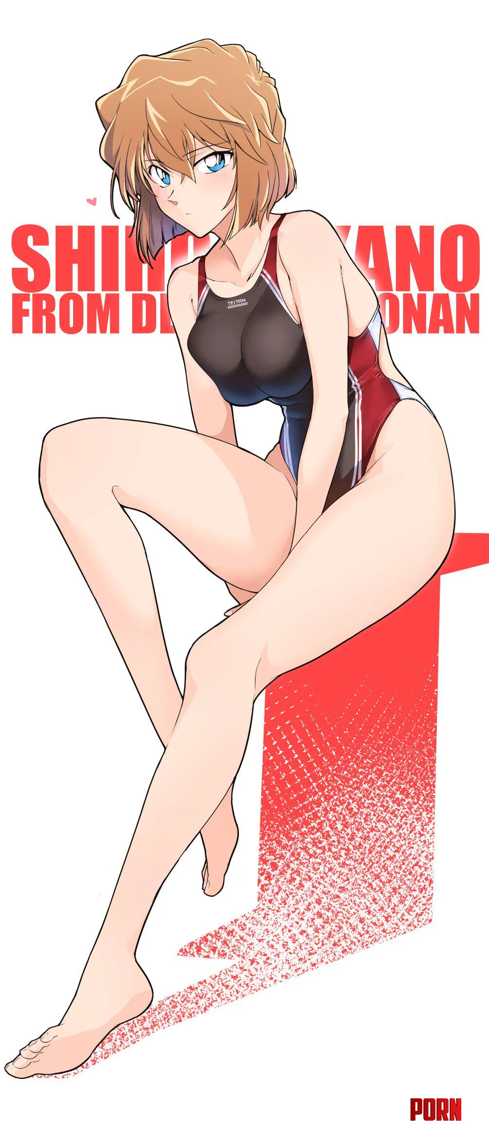 Miyano Shiho in twotone black competition swimsuit Detective Conan halcon by ecchi_neko