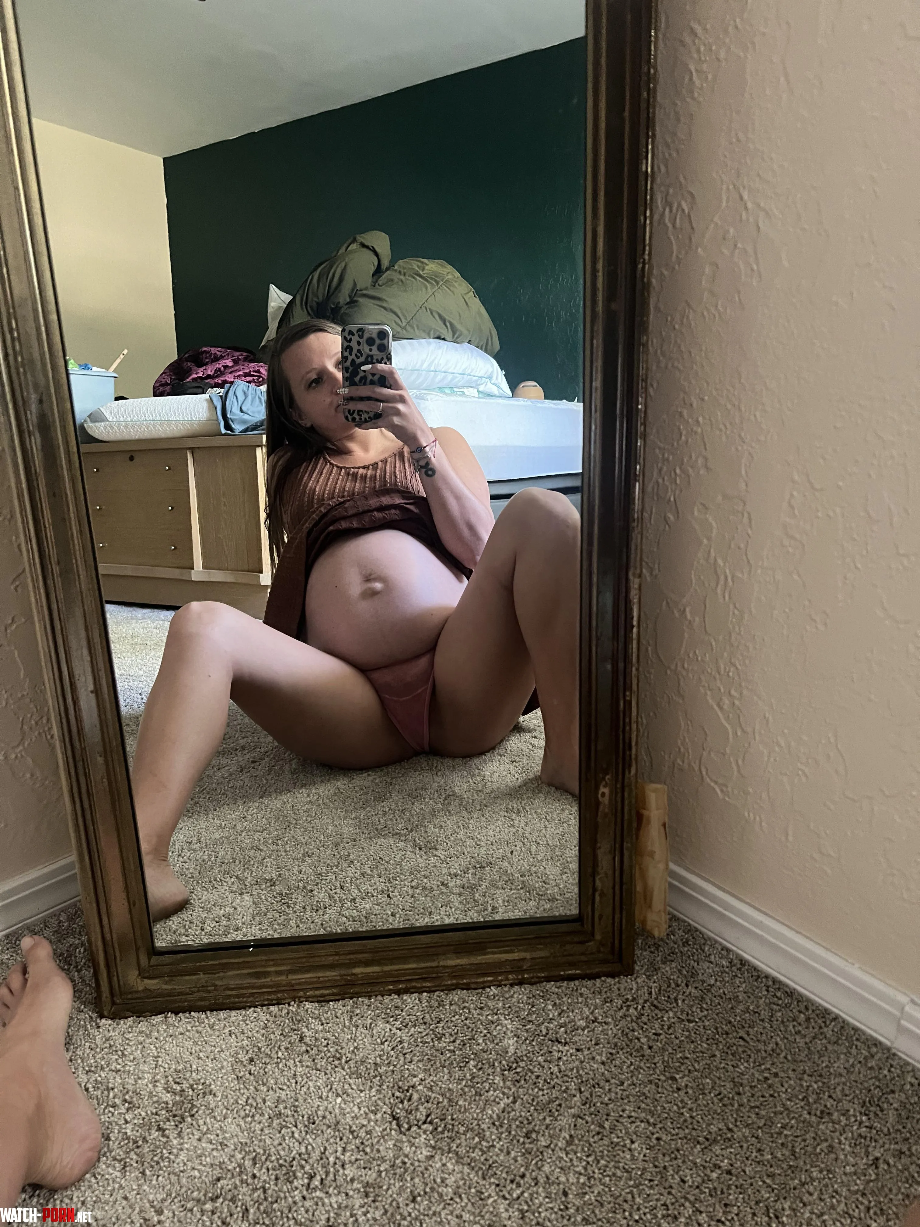 Should I slide my panties to the side so you can see my pregnant pussy by littlesadiespade