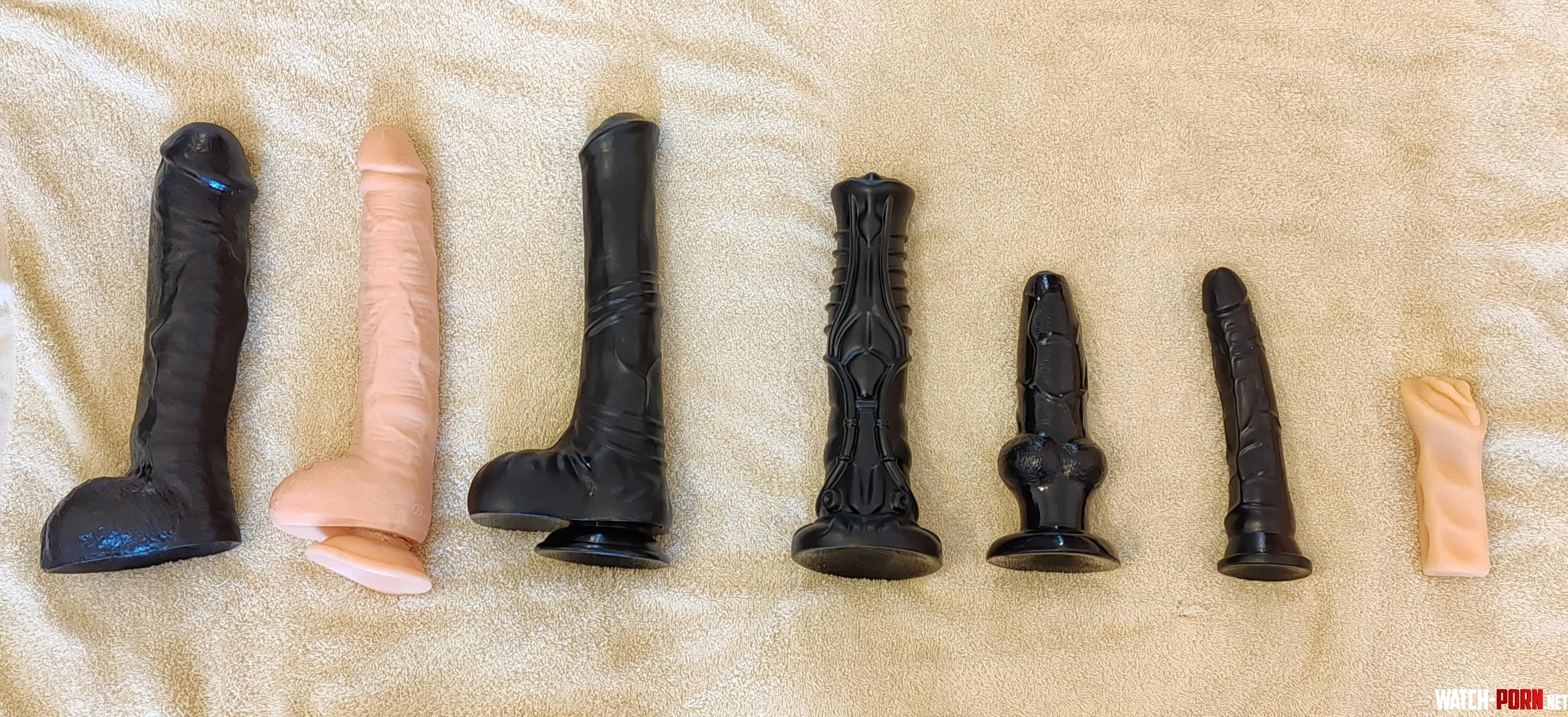 My current Dildo collection Which one would you like to see in my ass by Yssisesroh