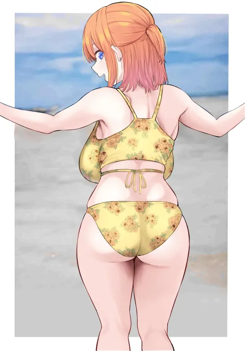 Thumbnail Yotsuba Enjoying The Beach In Her Floral Bikini Quintessential Quintuplets by Csxc